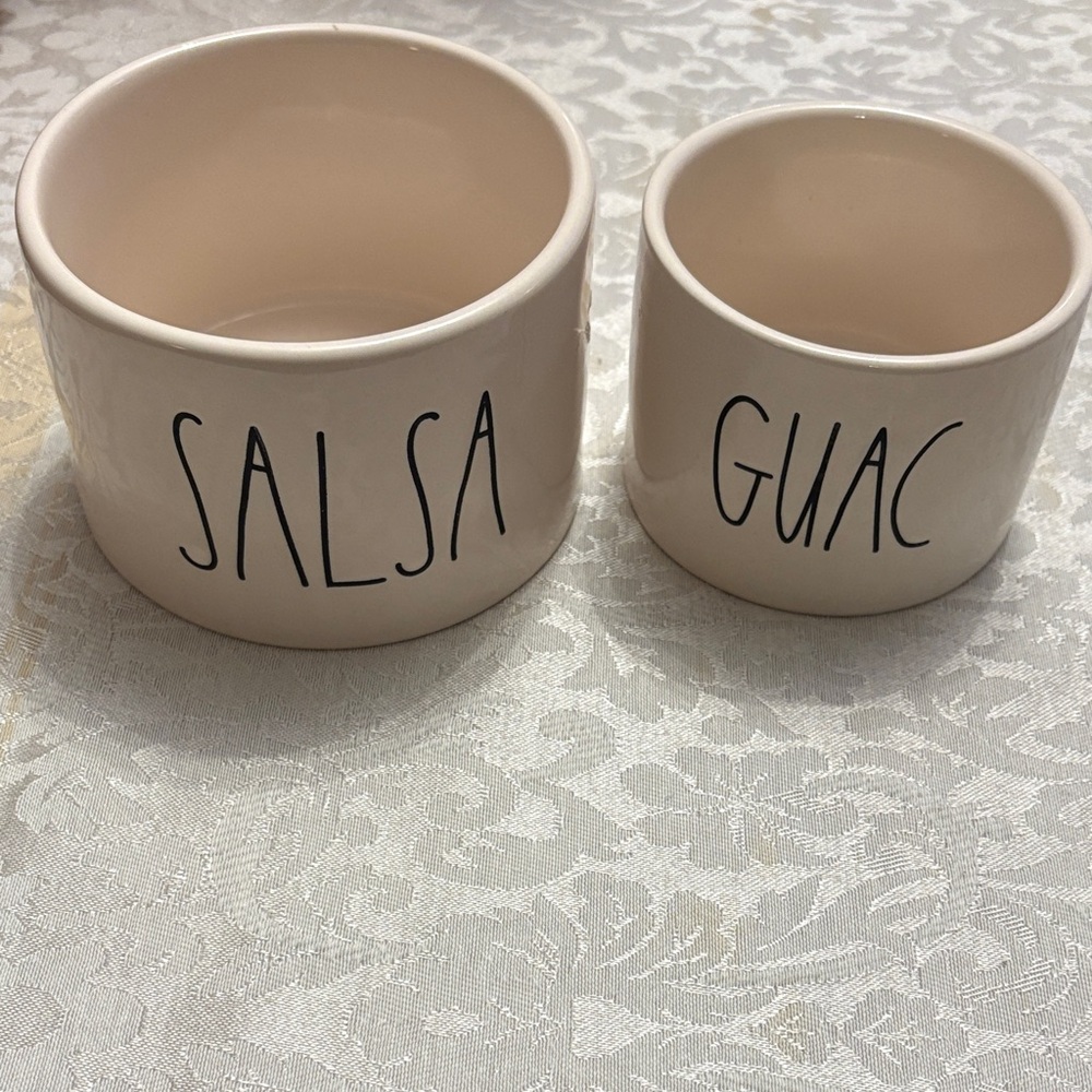 Rae Dunn Beige "Salsa" & "Guac" Ceramic Serving Bowls